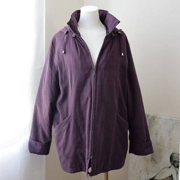 Vintage London Fog Dark Plum Jacket coat Size L - Picture 1 of 6